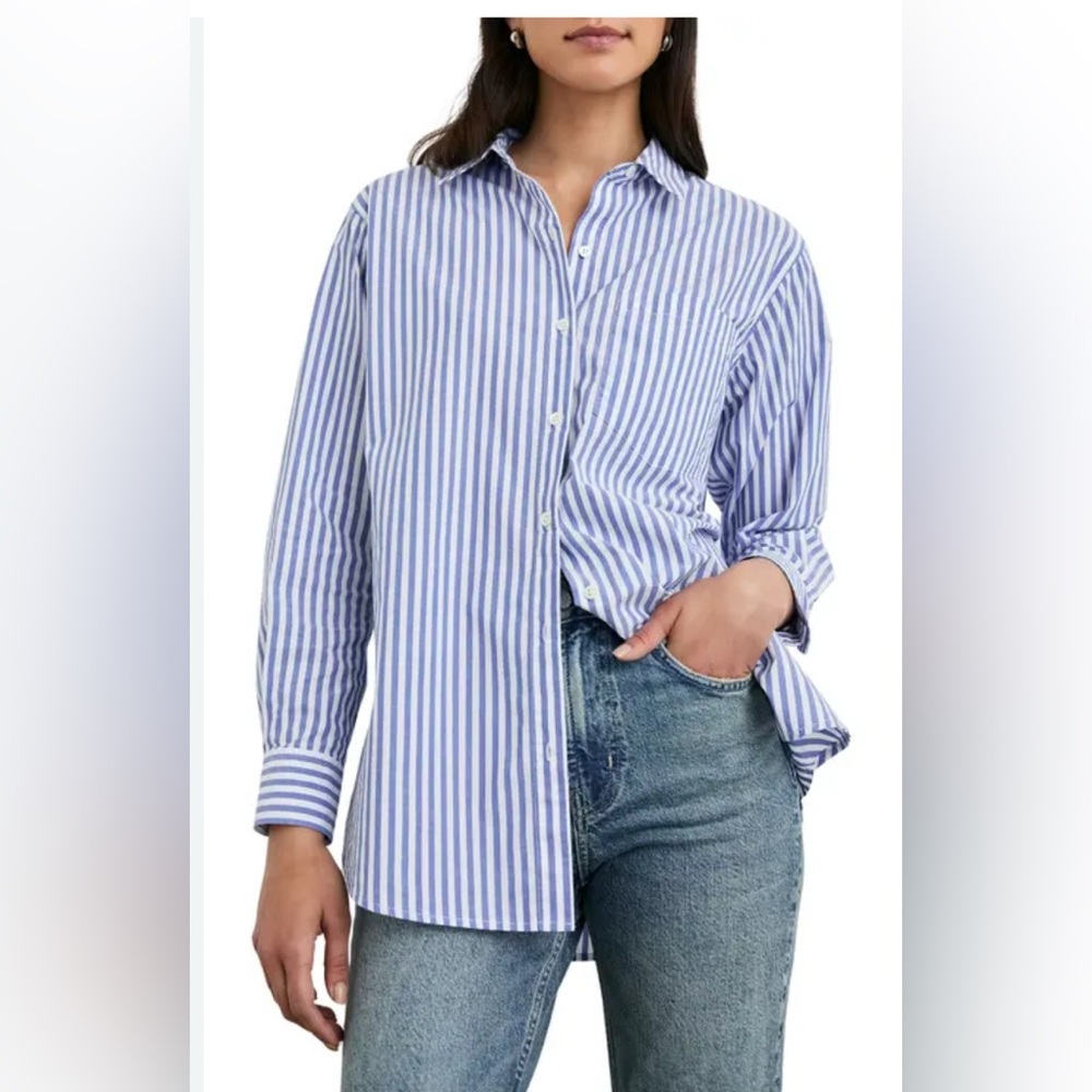 Treasure & Bond Blue and White Striped Top